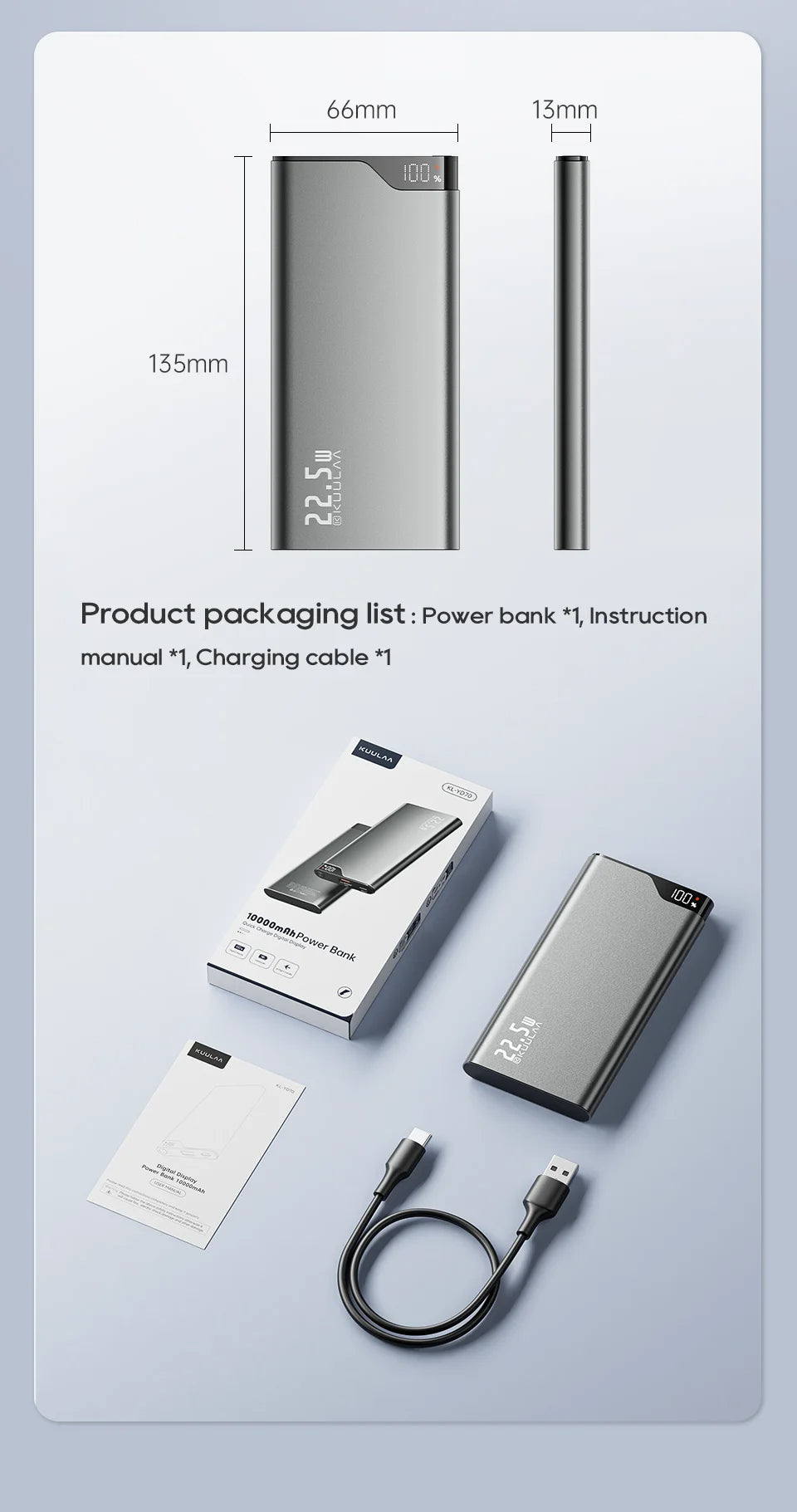 22.5W Power Bank 10000mAh Portable Charger Power Bank Fast Charging External Battery For iPhone16 15 14 Xiaomi Power bank