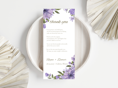 Wedding Invitation Bundle, RSVP, Thank You Card, Table Card, Menu Card, Reception Card, Details Card. WI246