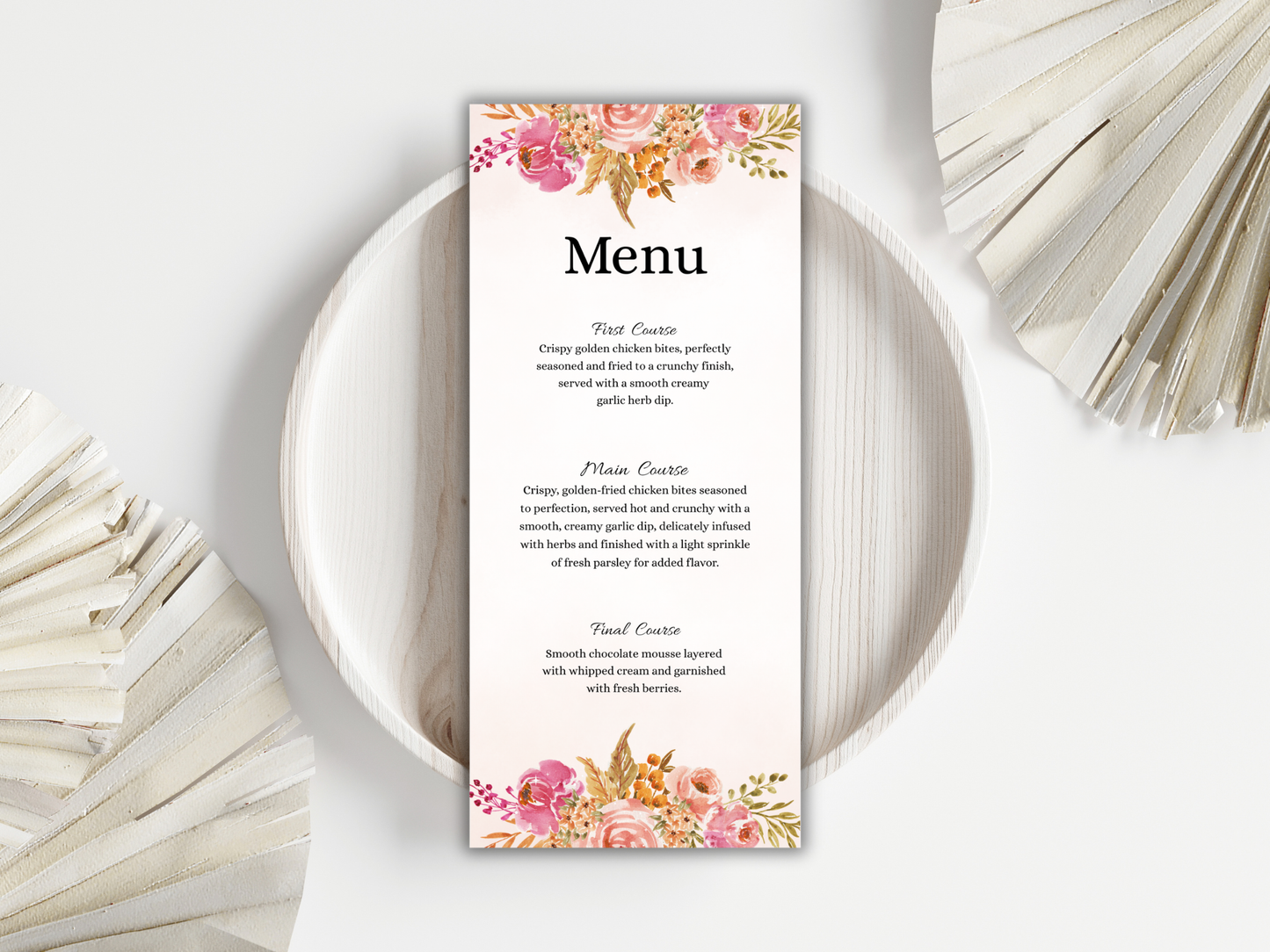Pink Floral Wedding Invitation Suite, Watercolor Thank You Card, Menu, RSVP & Details Card, Bottle Label MTC375
