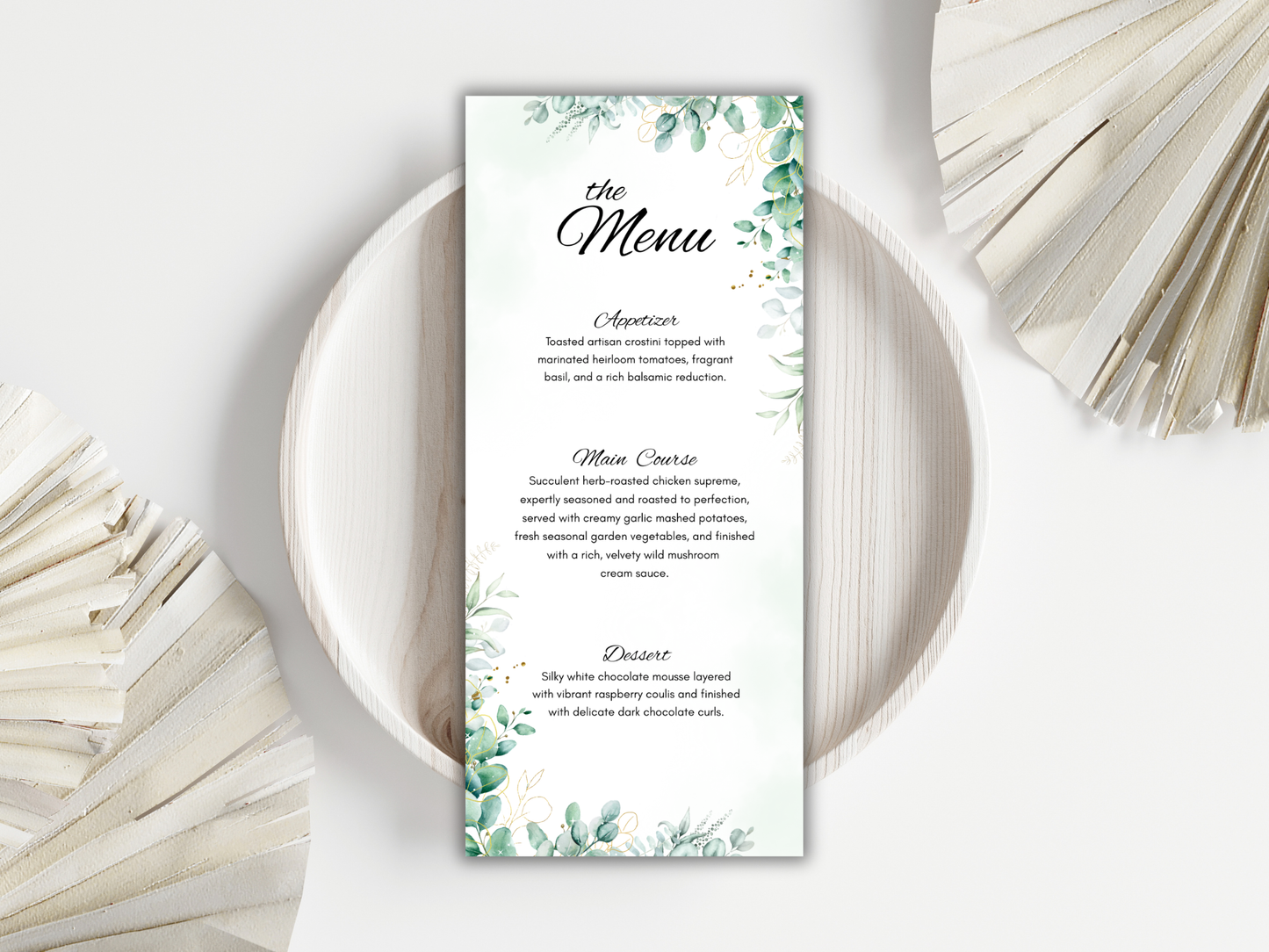Green Eucalyptus Save the Date Card, Detail, RVSP, Menu card, Printable Instant Download MTC403