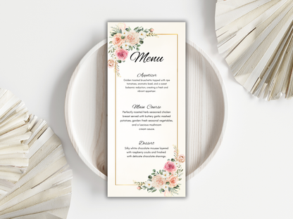 Luxury Floral Wedding invitation Bundle, Editable Canva Template, Details, RVSP, Instant Download MTC399