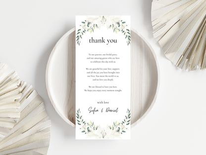 Wedding Invitation Bundle, RSVP, Thank You Card, Table Card, Menu Card, Reception Card, Details Card. WI248