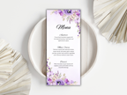 Watercolor Purple Floral Wedding invitation Bundle, Editable Canva Template, Details, RVSP, Instant Download MTC401