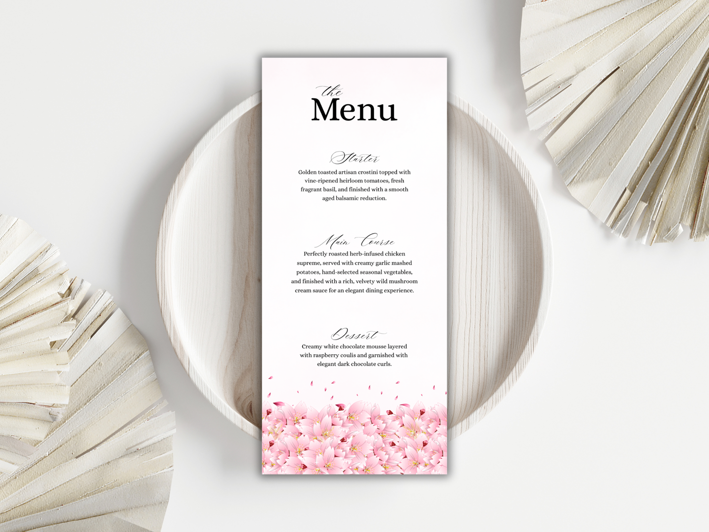 Elegant Cherry Blossom Wedding Invitation Bundle, , RSVP, Details, Menu & Thank You, Editable  Template MTC421