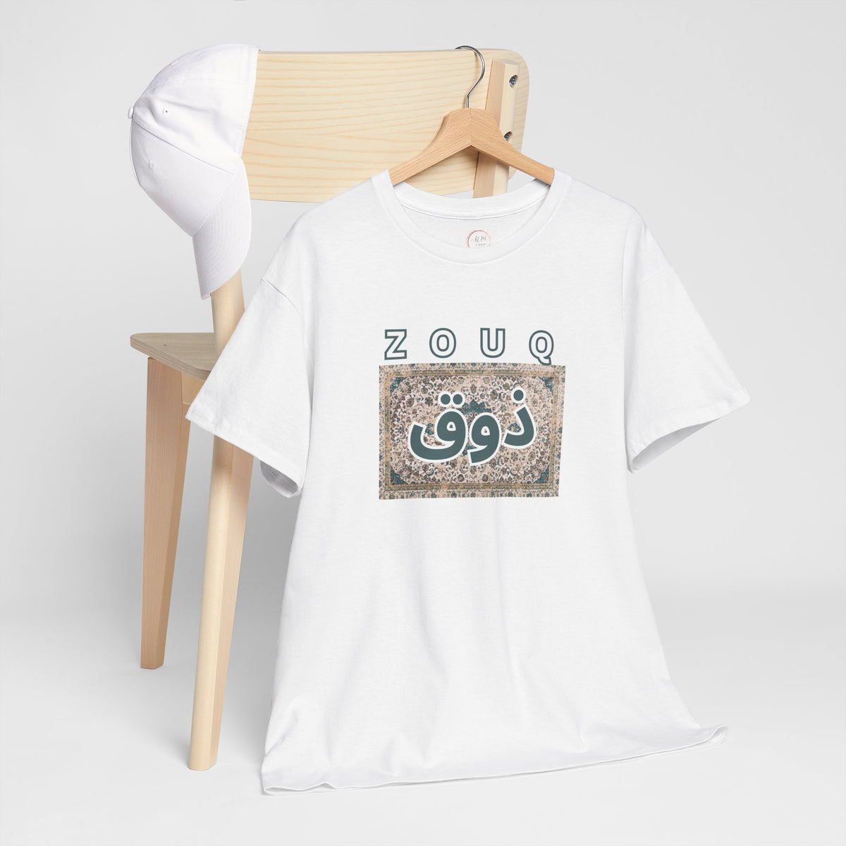Zouq Arabic Graphic Tee — "ZOUQ / ذوق" Vintage Mosaic Design