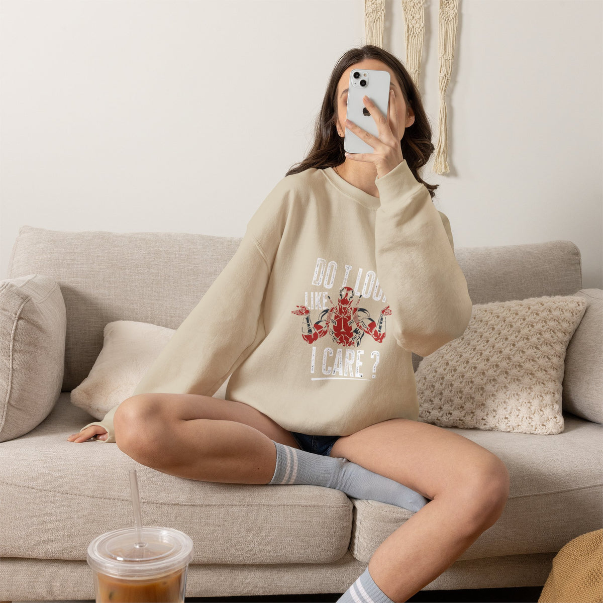 Do I Look Like I Care? Crewneck Sweatshirt — Funny Sarcastic Floral Pullover