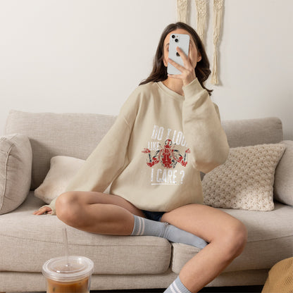 Do I Look Like I Care? Crewneck Sweatshirt — Funny Sarcastic Floral Pullover