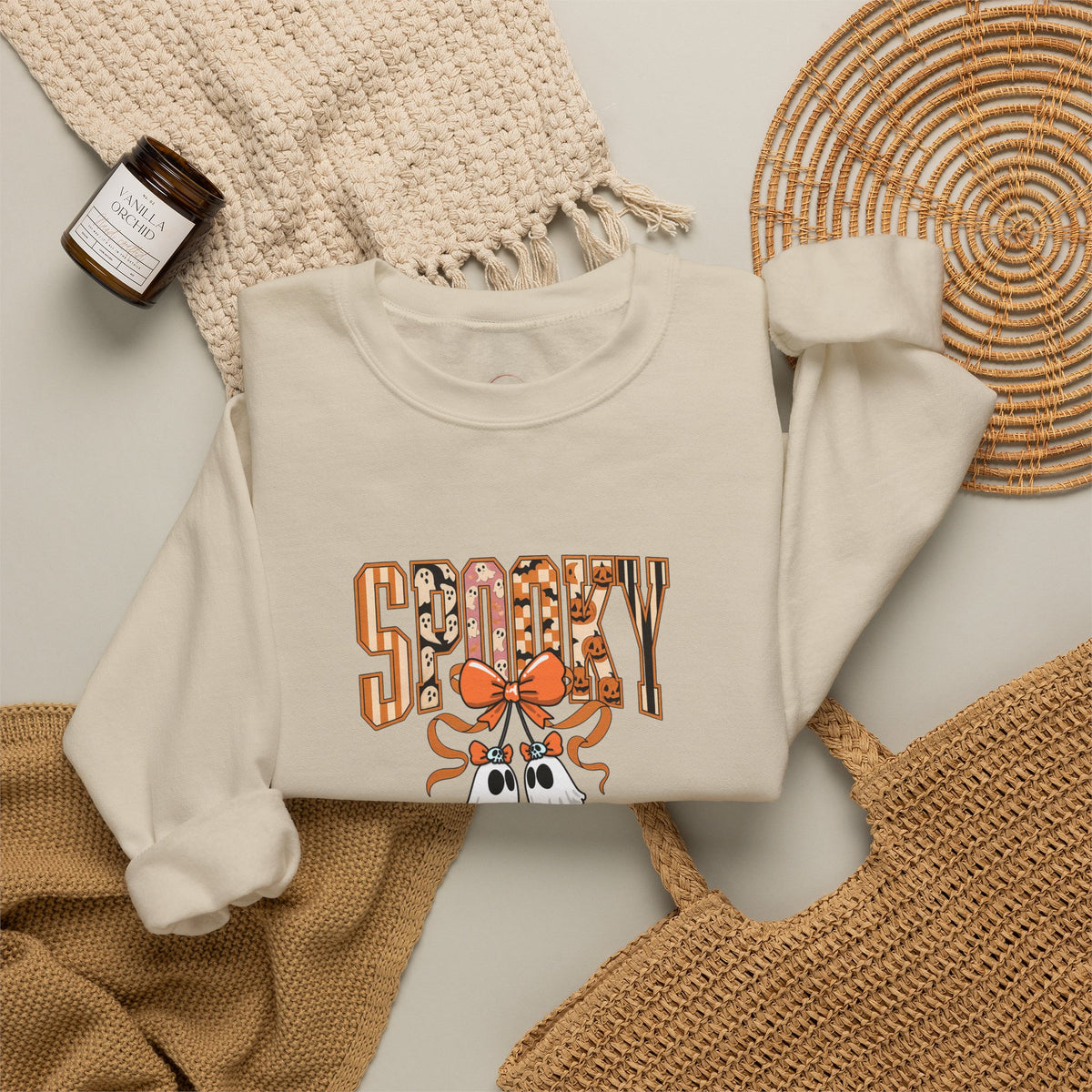 Spooky Ghost Pumpkin Crewneck Sweatshirt