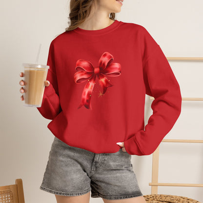 Red Ribbon Bow Crewneck Sweatshirt — Holiday Gift Sweatshirt