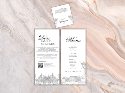Wedding Invitation Bundle, RSVP, Wedding Water Bottle Label, Thank You Card, Table Card, Menu Card, Reception Card, Details Card. WI272