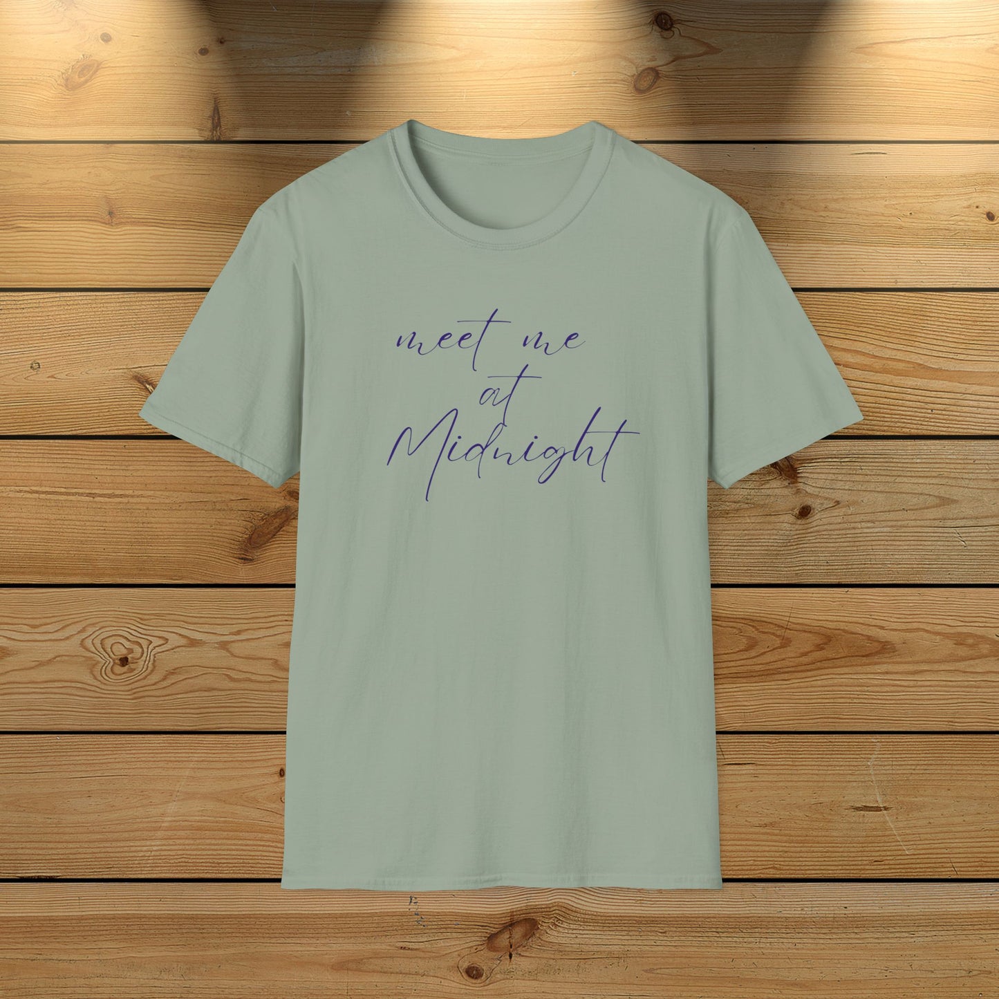 Midnight Rendezvous Unisex Softstyle T-Shirt, Midnight Meeting Tee, Moonlight Encounter Shirt, Late Night Date Top, Starry Sky Gift