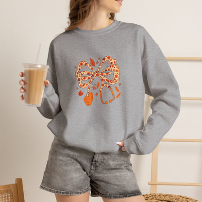 Leopard Bow Paw Print Crewneck Sweatshirt