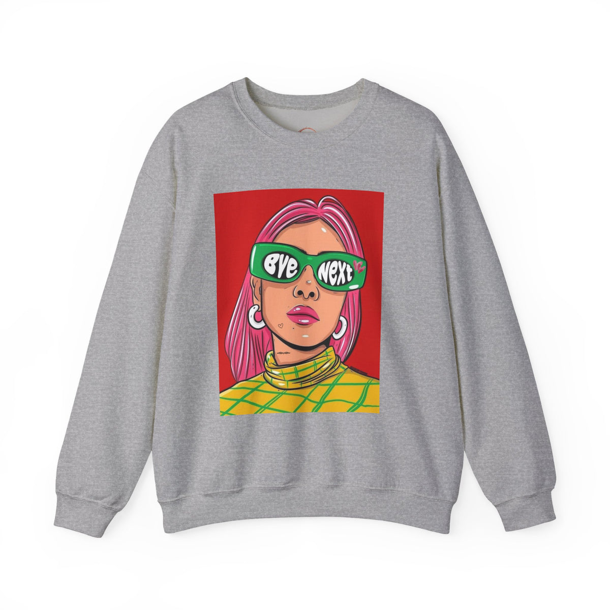 Graphic Sweatshirt — 'Bye Next' Retro Pop Art Girl Crewneck