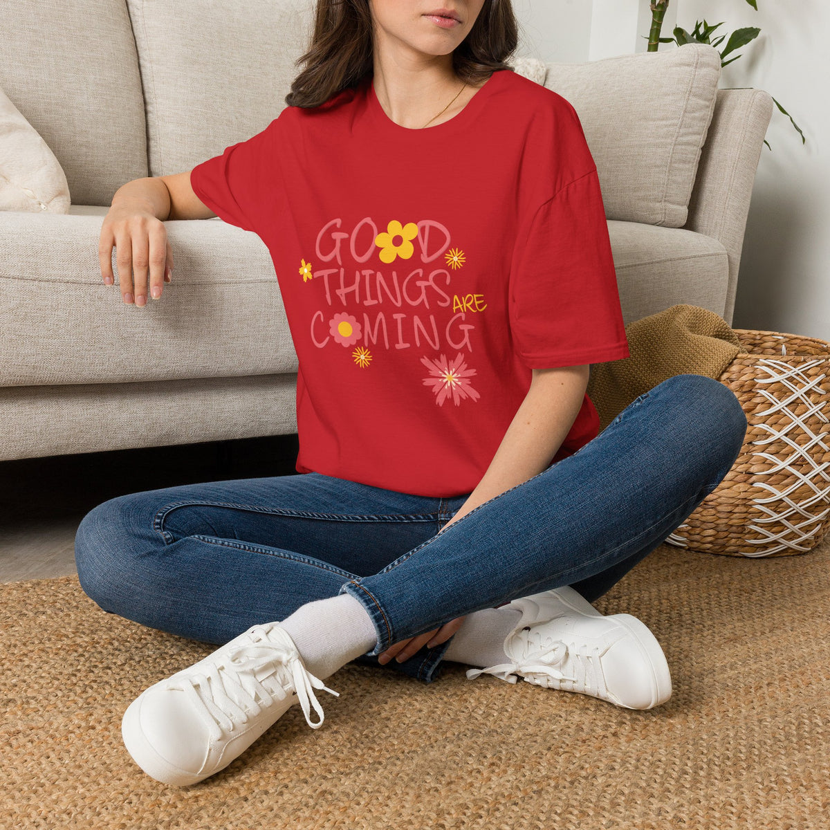 Good Things Are Coming T-Shirt — Positive Floral Graphic Tee