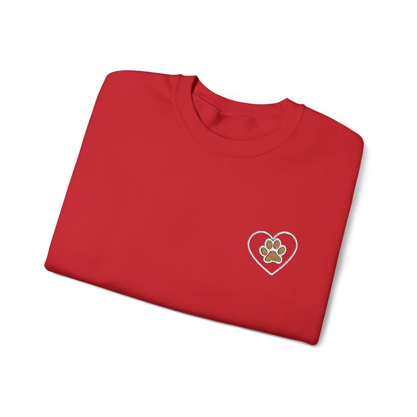 Paw in Heart Embroidered  Sweatshirt, Dog Lover Gift, Animal Embroidered Jumper, Pet Owner Apparel, Cozy Pullover, Cute Graphic Top