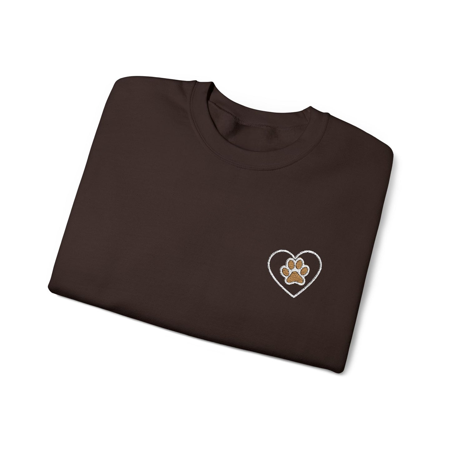 Paw in Heart Embroidered  Sweatshirt, Dog Lover Gift, Animal Embroidered Jumper, Pet Owner Apparel, Cozy Pullover, Cute Graphic Top