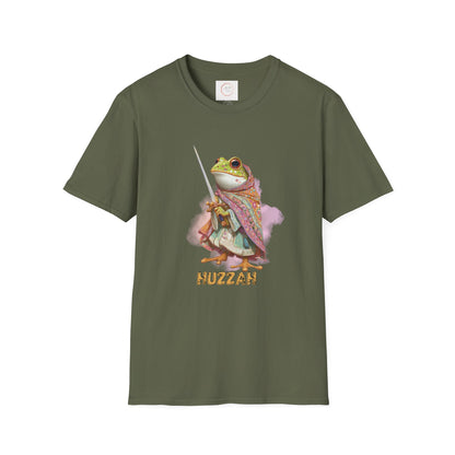 Frog Knight T-Shirt — 'Huzzah' Medieval Amphibian Graphic Tee