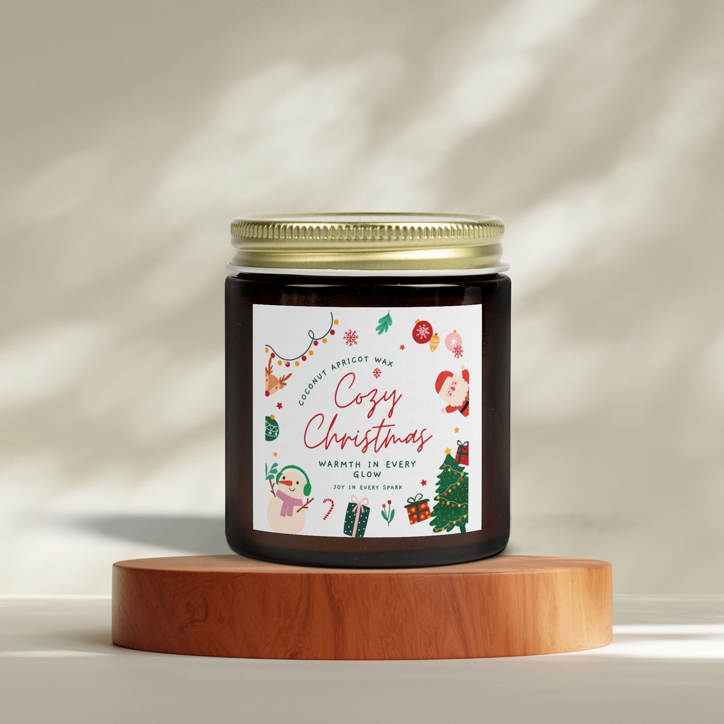 Christmas Scented Candles, Coconut Apricot Wax (4oz, 9oz)