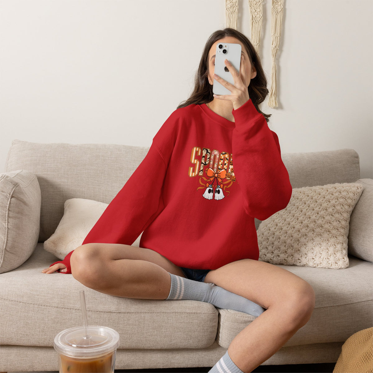 Spooky Ghost Pumpkin Crewneck Sweatshirt