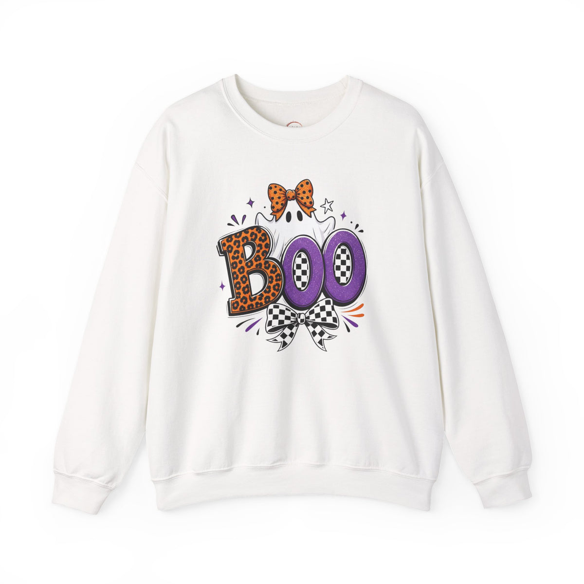 Boo Halloween Sweatshirt — Leopard & Purple Graphic Crewneck