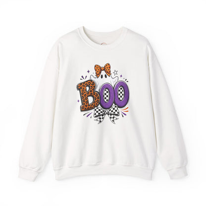 Boo Halloween Sweatshirt — Leopard & Purple Graphic Crewneck