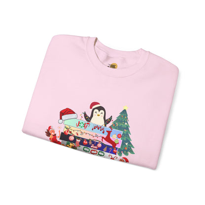 Festive Penguin Crewneck Sweatshirt, Winter Clothing, Holiday Gift, Cozy Sweater, Christmas Sweatshirt, Casual Wear