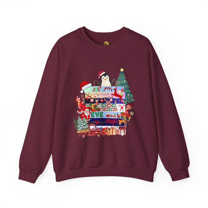 Festive Penguin Crewneck Sweatshirt, Winter Clothing, Holiday Gift, Cozy Sweater, Christmas Sweatshirt, Casual Wear