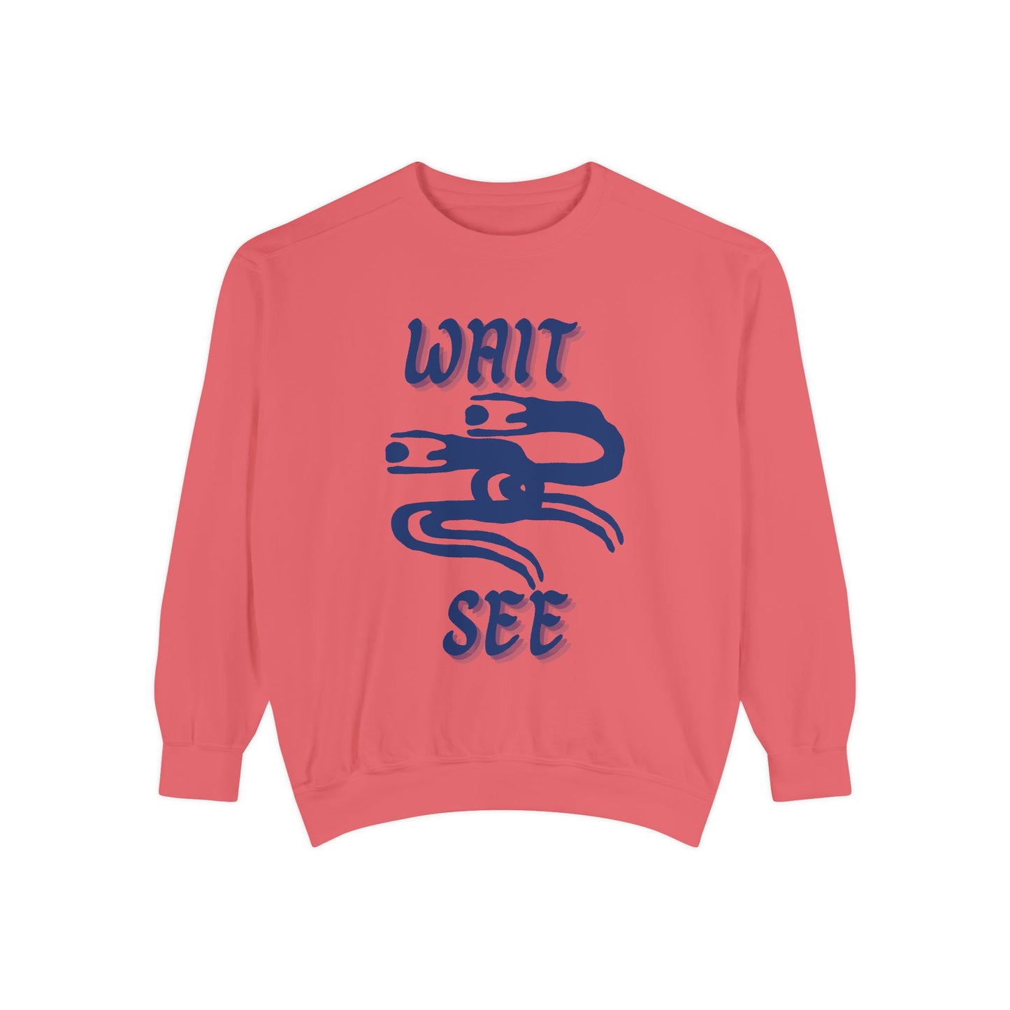 Garment-Dyed Sweatshirt - 'Wait and See' Design