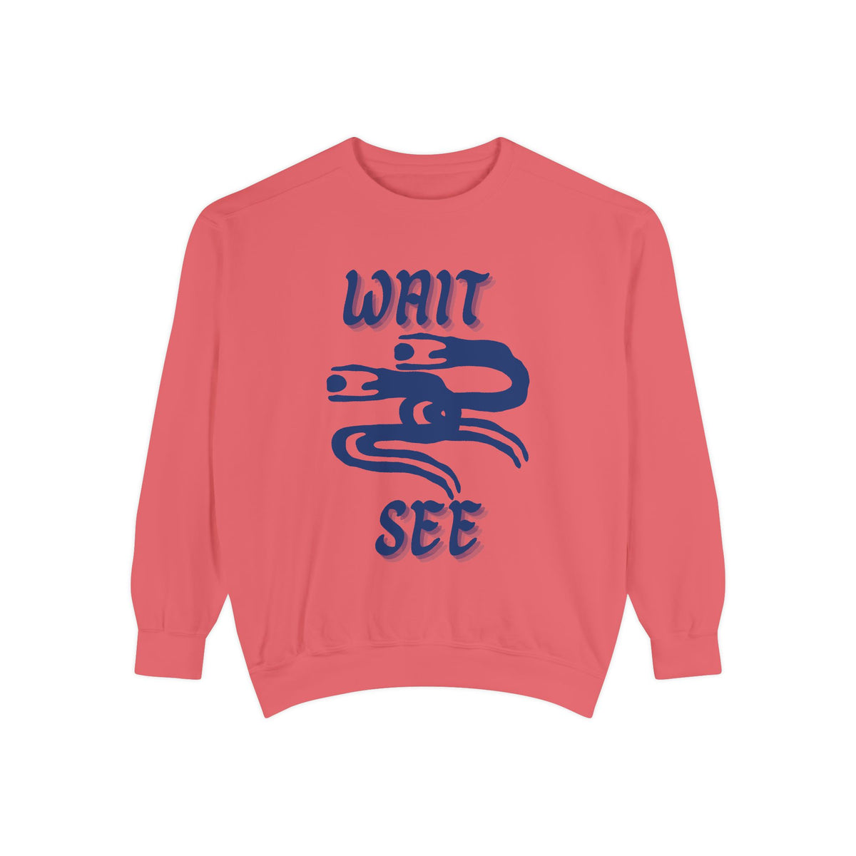 Garment-Dyed Sweatshirt - 'Wait and See' Design