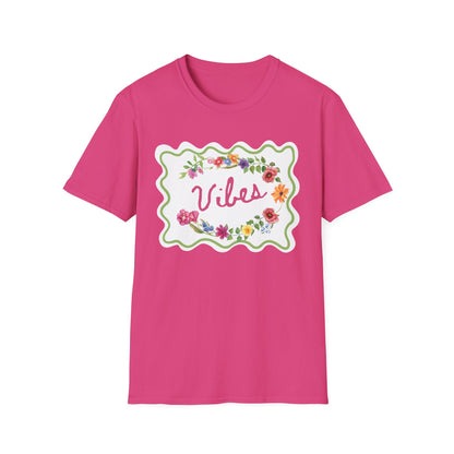 Florals and Good Vibes Unisex Softstyle T-Shirt, Casual Tee, Flower Shirt, Positive Vibes, Gift for Her, Summer Fashion
