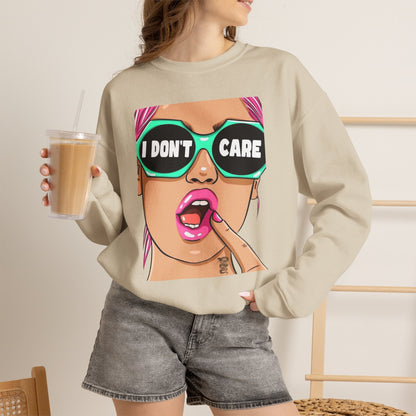 “I Don’t Care” Pop Art Crewneck Sweatshirt