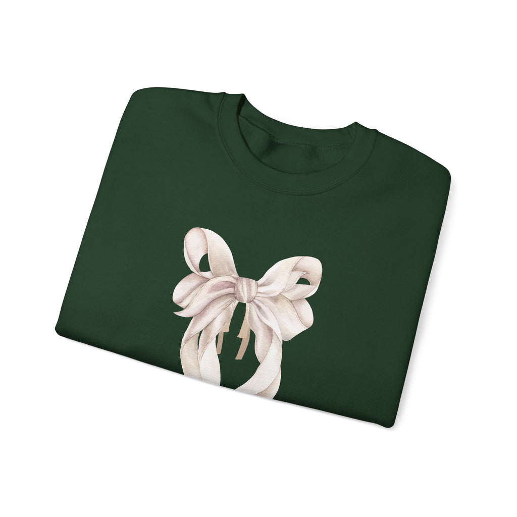 Bow Sweatshirt, Coquette Girl Sweatshirt, Feminine Floral Bow Crewneck