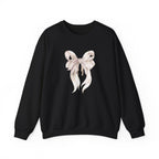Bow Sweatshirt, Coquette Girl Sweatshirt, Feminine Floral Bow Crewneck