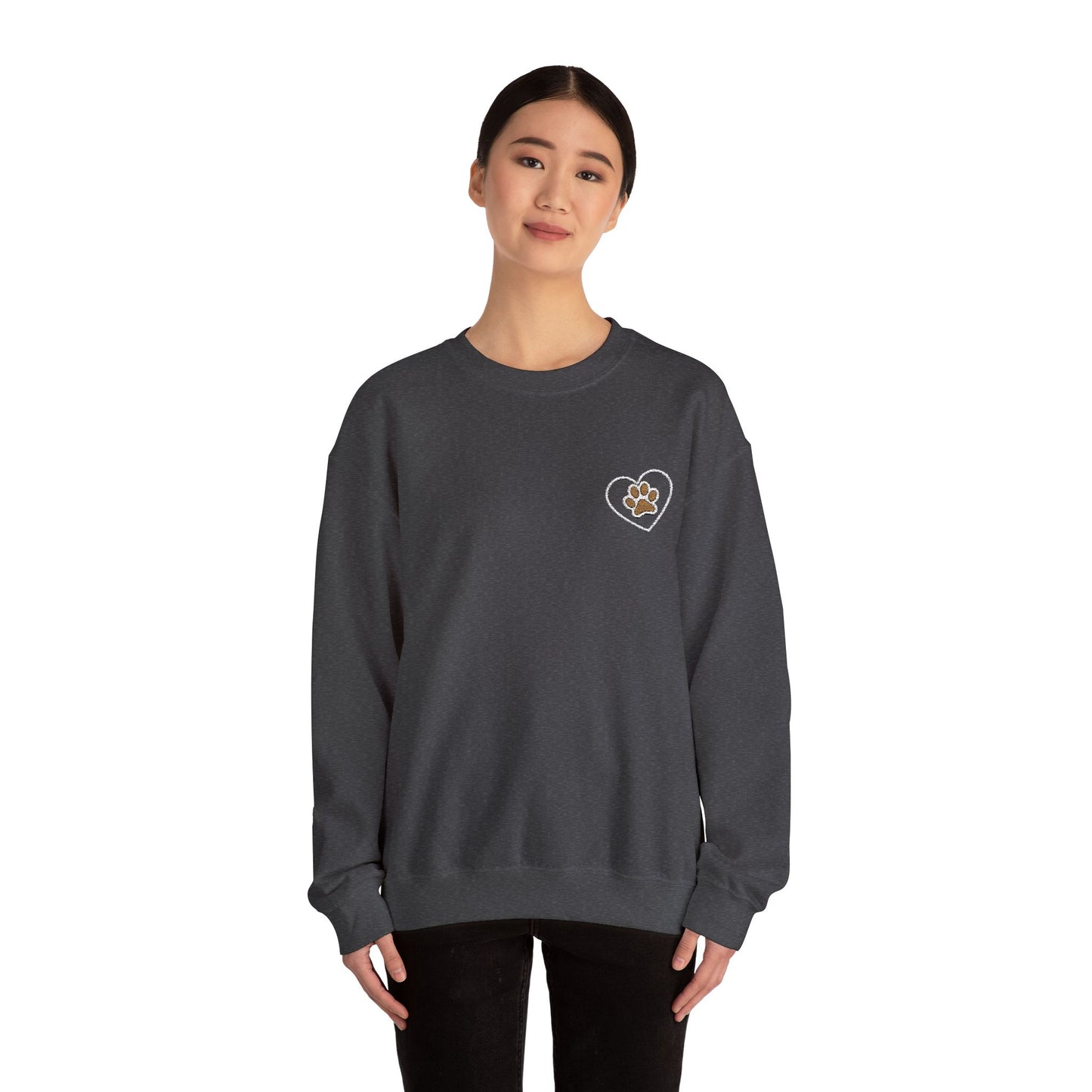 Paw in Heart Embroidered  Sweatshirt, Dog Lover Gift, Animal Embroidered Jumper, Pet Owner Apparel, Cozy Pullover, Cute Graphic Top