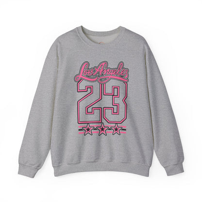 Los Angeles 23 Retro Crewneck Sweatshirt — Pink Varsity Style