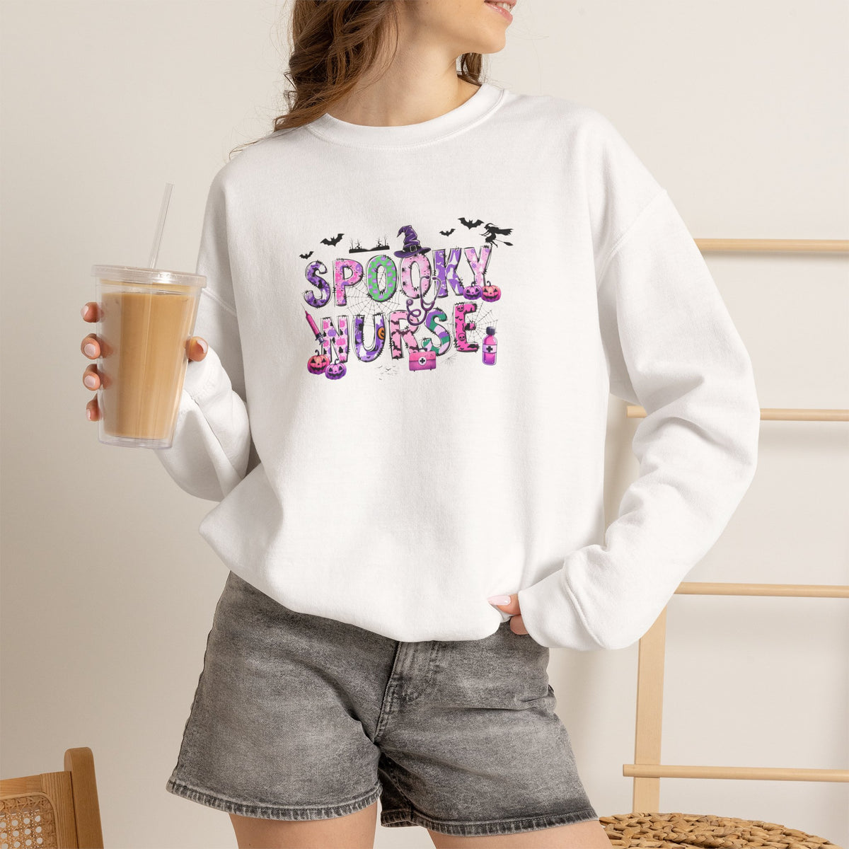 Spooky Nurse Sweatshirt – Cute Halloween Nurse Crewneck