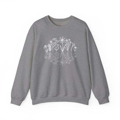 Wildflowers Sweatshirt, Flower Crewneck Sweatshirt