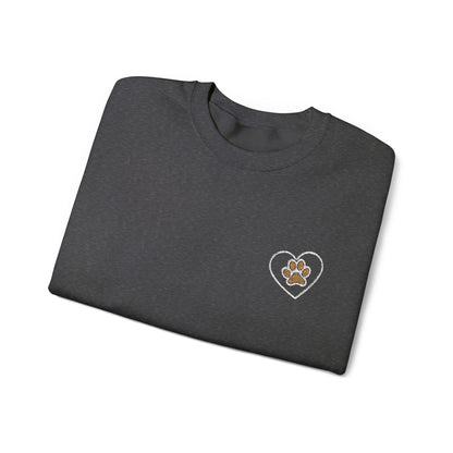 Paw in Heart Embroidered  Sweatshirt, Dog Lover Gift, Animal Embroidered Jumper, Pet Owner Apparel, Cozy Pullover, Cute Graphic Top
