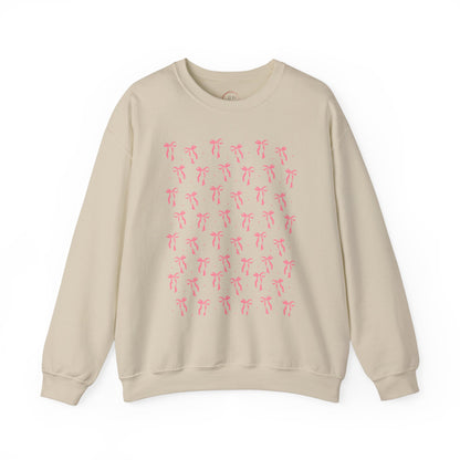 Pink Bow Unisex Sweatshirt, Coquette Aesthetic Jumper, Cute Pullover, Soft Blush