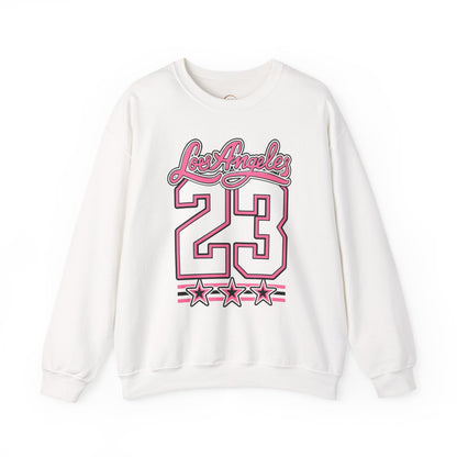 Los Angeles 23 Retro Crewneck Sweatshirt — Pink Varsity Style
