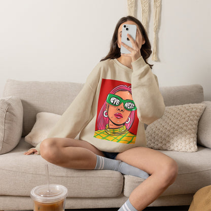 Graphic Sweatshirt — 'Bye Next' Retro Pop Art Girl Crewneck