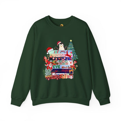 Festive Penguin Crewneck Sweatshirt, Winter Clothing, Holiday Gift, Cozy Sweater, Christmas Sweatshirt, Casual Wear