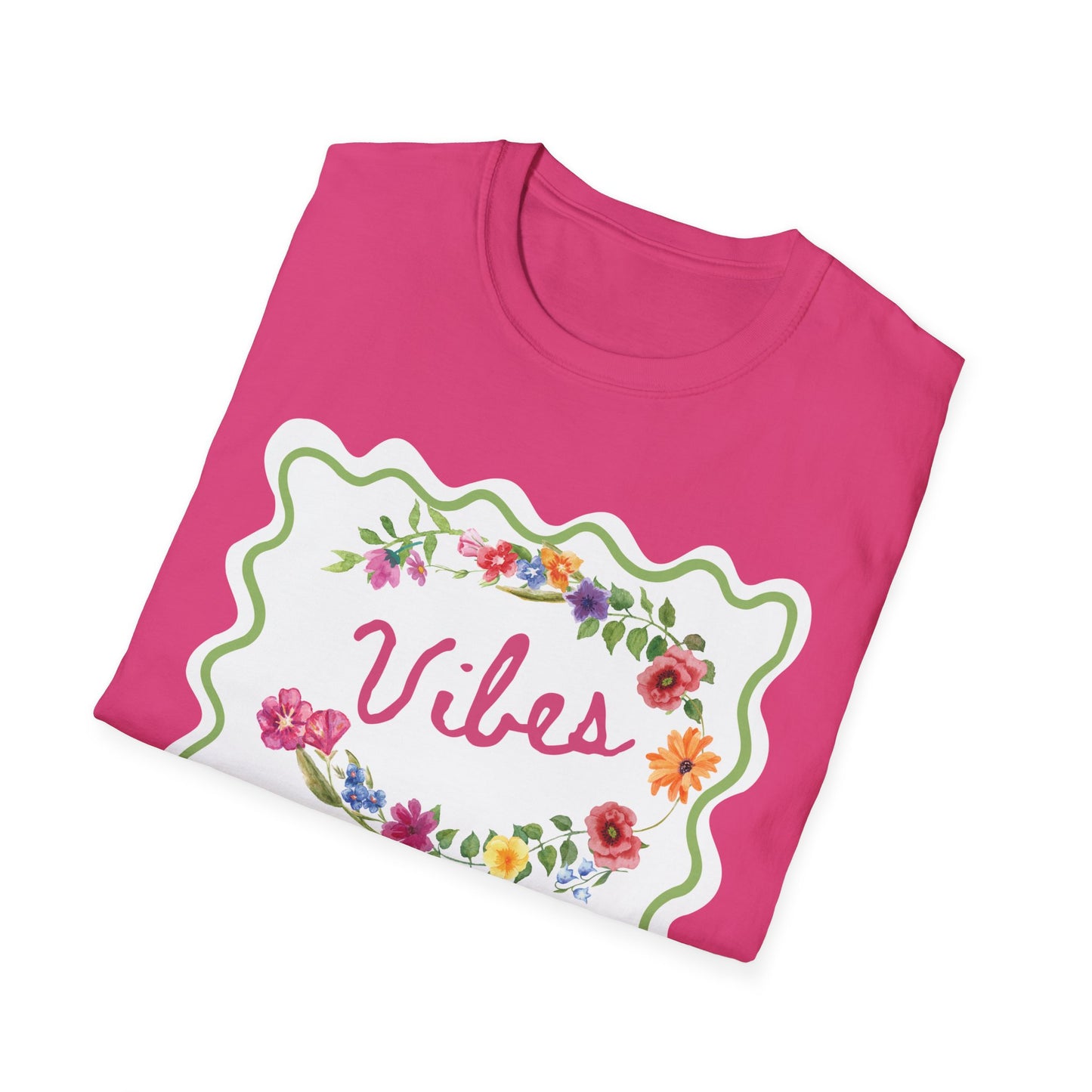 Florals and Good Vibes Unisex Softstyle T-Shirt, Casual Tee, Flower Shirt, Positive Vibes, Gift for Her, Summer Fashion