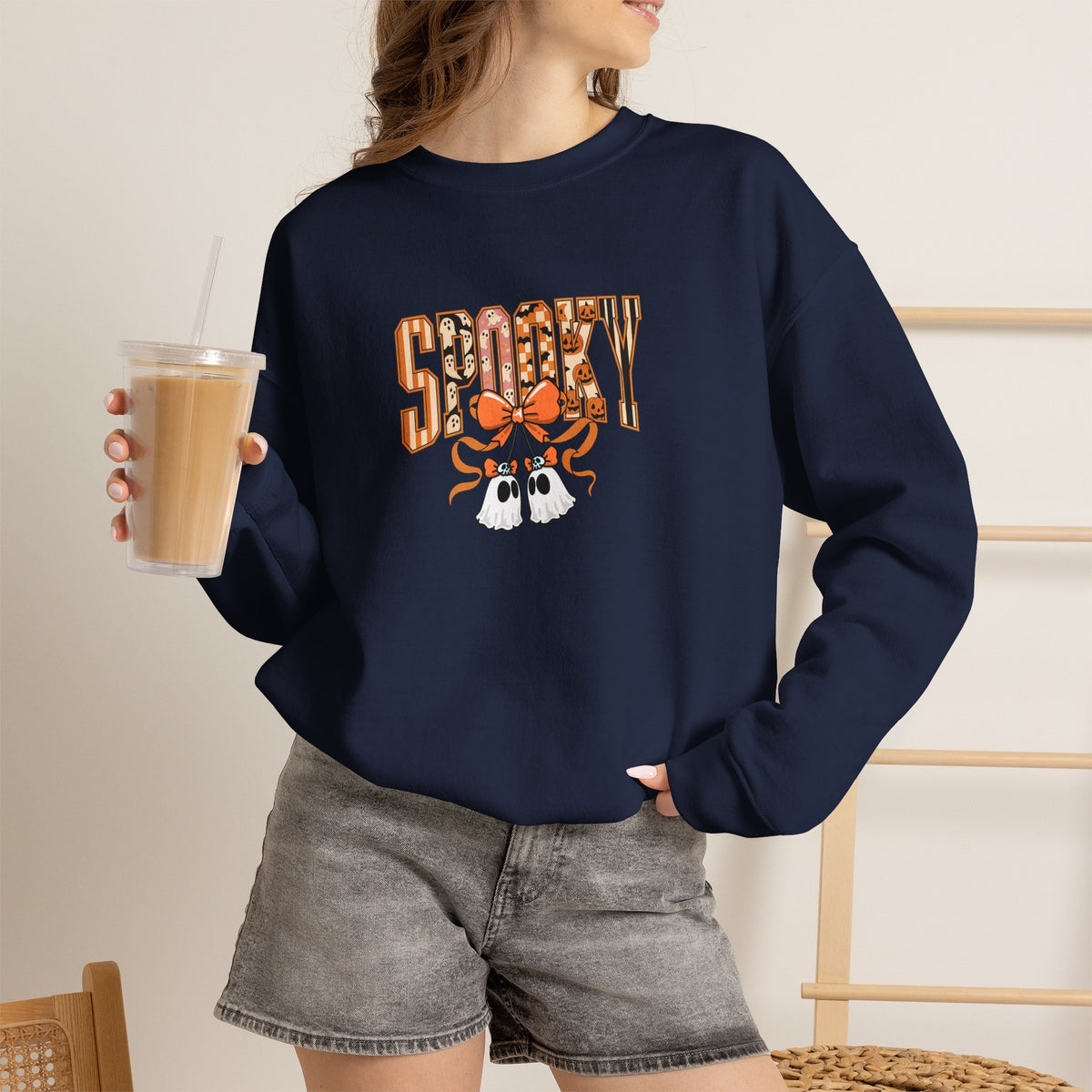 Spooky Ghost Pumpkin Crewneck Sweatshirt