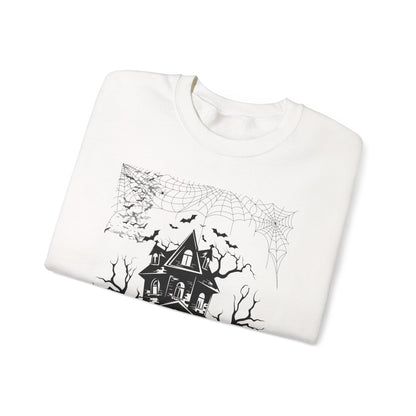 Haunted House Sweatshirt, Cozy Halloween Crewneck, Spooky Gift, Autumn Fashion, Unisex Sweatshirt, Halloween Apparel, Night Outwear