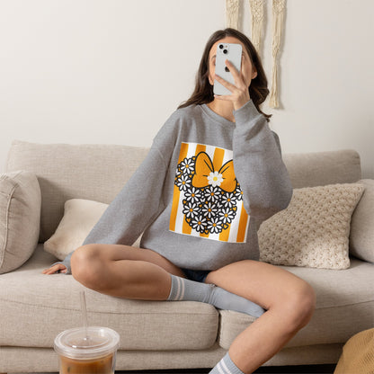 Floral Mouse Head Sweatshirt — Yellow Daisy Bow Crewneck