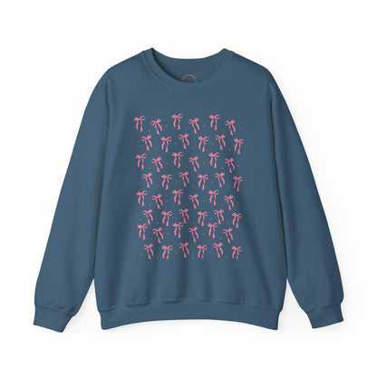 Pink Bow Unisex Sweatshirt, Coquette Aesthetic Jumper, Cute Pullover, Soft Blush