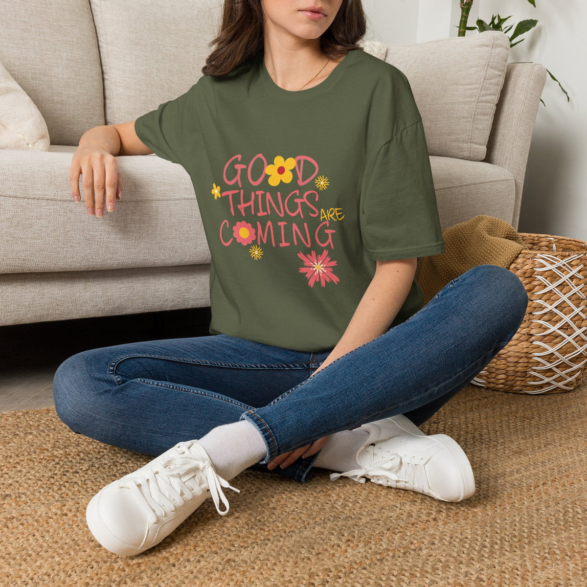 Good Things Are Coming T-Shirt — Positive Floral Graphic Tee