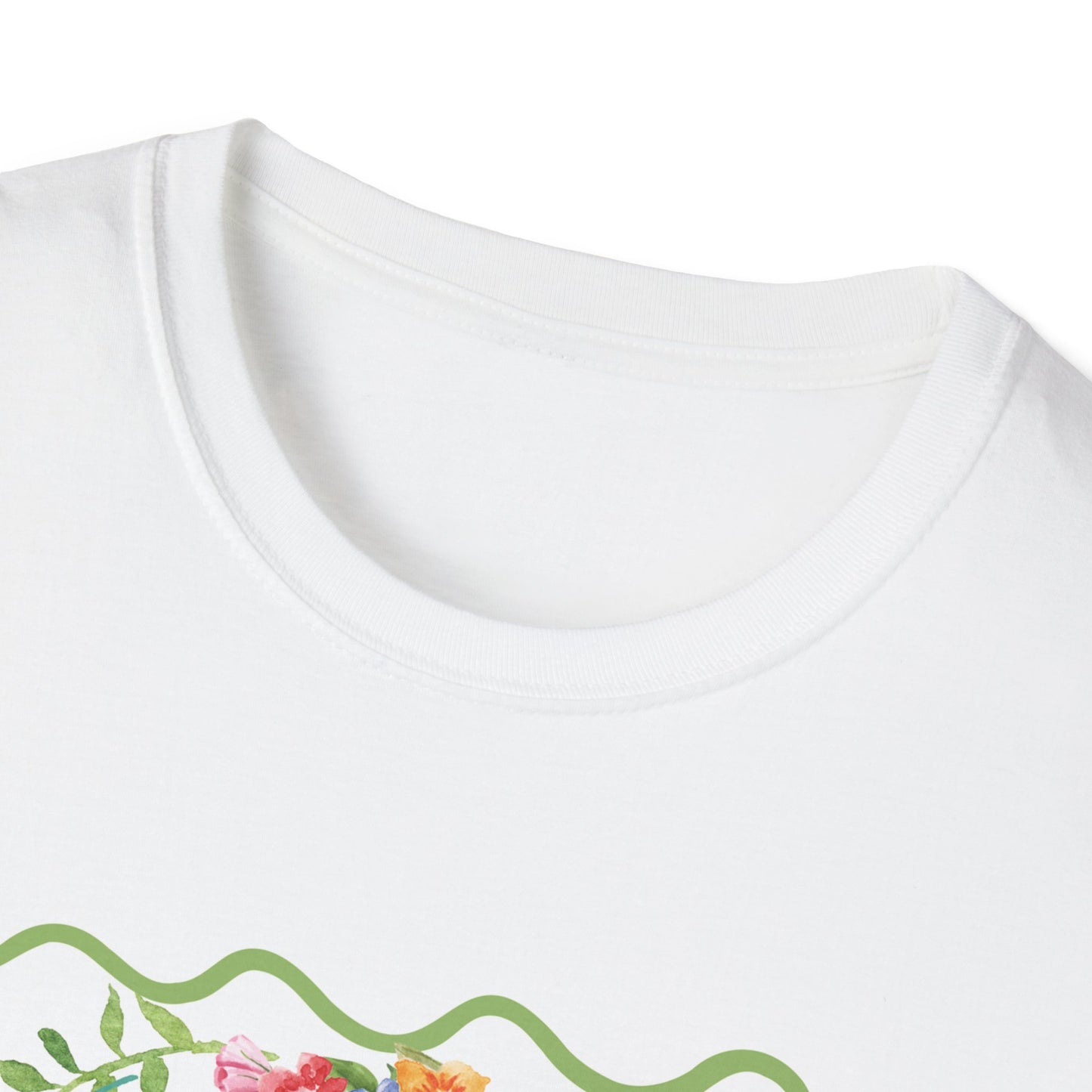 Florals and Good Vibes Unisex Softstyle T-Shirt, Casual Tee, Flower Shirt, Positive Vibes, Gift for Her, Summer Fashion