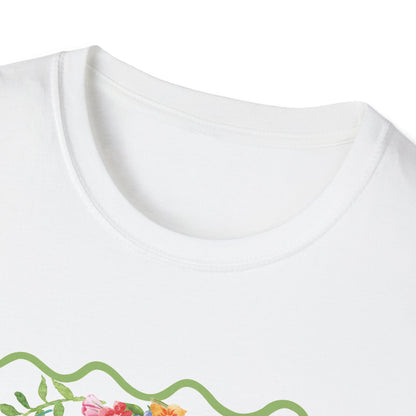 Florals and Good Vibes Unisex Softstyle T-Shirt, Casual Tee, Flower Shirt, Positive Vibes, Gift for Her, Summer Fashion